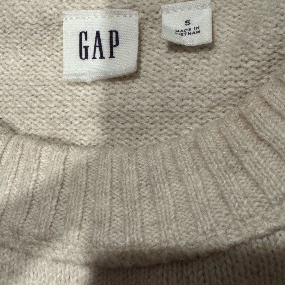 GAP SoftCash Relaxed Crew Neck White/ Wicker / Cream Sweater Small - Picture 4 of 5